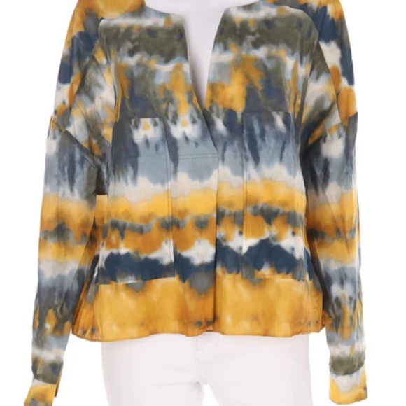 Zara yellow blue tie dye long sleeve oversized top size M - Picture 8 of 10